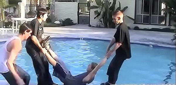  Behind the scenes of a playful spanking foursome by the pool